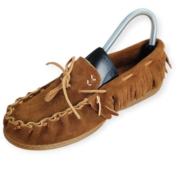 Minnetonka Fringe Hardsole Loafer Slip On Moccasin Shoe Women Size 7 like NEW - Picture 1 of 10